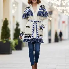 新品タグ付き＊ロンハーマン　マザー　フリンジニットカーディガン　M　定価9万