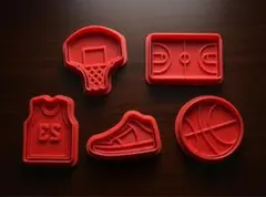 バスケットボール クッキー型 5個セット［当日発送可能］持ち手付き