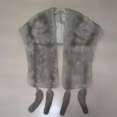 着物ショール　毛皮　ミンク　グレー ファー ショール 刺繍付き