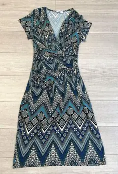 【フランス製】EGERIE エジェリ カシュクールワンピース 幾何学模様 T3