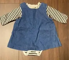 ボーダーロンパース　ジャンパースカート　プティマイン