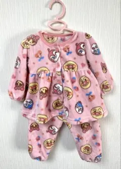 美品 アンパンマンフリースベビーパジャマ フワフワ ピンク 90cm