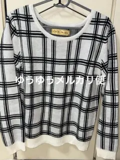 セシルマクビー チェック柄 ニット トップス Mサイズ モノトーン 白黒