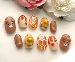 ネイルチップ 3D✰︎ハニーパンケーキ×くまちゃん
