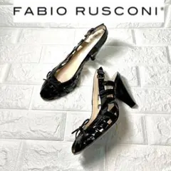 【美品】FABIO RUSCONI グルカサンダル　エナメル　チャンキーヒール