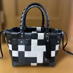 ZANCHETTIザンケッティ wovenバスケット美品 ブラック レザー - メルカリ