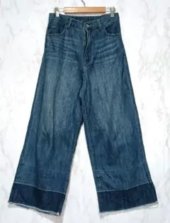 【ダブルクローゼット】ボトムス /ワイドデニム /裾フリンジ/ フリー