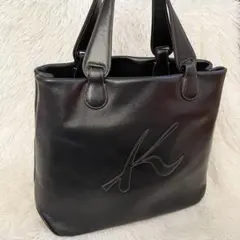 Kitamura キタムラ 巾着型ハンドバッグ ブラック/キャメル ゴールド 