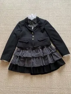 女の子用　フォーマル スーツ・ブレザー 黒ストライプ