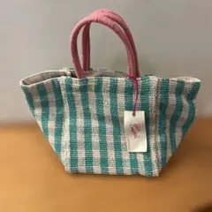 ビームス　ピンク✖️ミントグリーン　トートバッグのサムネイル