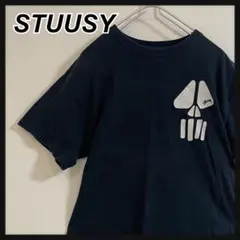 【古着】ステューシー　Tシャツ　半袖　デザインプリント　黒　ブラック