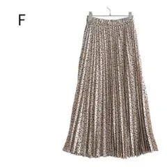 プリーツスカート ロングスカート F ドット柄 ピンク グラフィック柄 1397