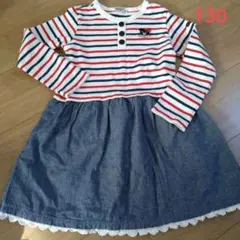 DOUBLE.B ストライプ柄ワンピース 130cm