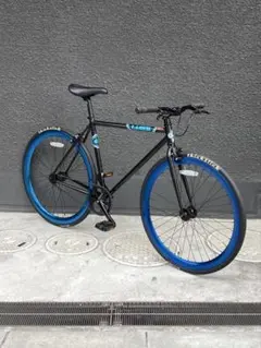 【自転車】アーバンシングルスピードバイク_ ブラック/ブルー
