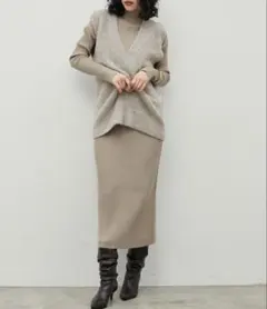 【LARUTA】リブニットワンピース×フェザーベストセット（その他1）