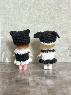 7cmドール服　ぷちリカちゃん　シルバニアの赤ちゃん　ねこ　うさぎ　ワンピ　帽子