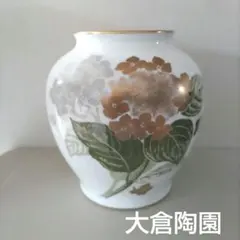 大倉陶園　花瓶　フラワーベース　あじさい　紫陽花　金彩のサムネイル