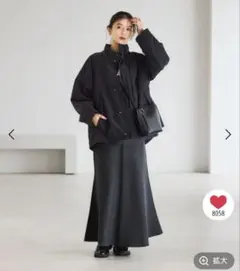 スタジオクリップ スタンドカラーミドルコート ブラック