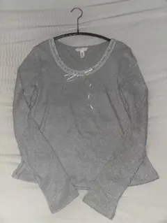 Ｈ&M レーストリム リブトップス　シルバーグレー　長袖