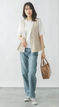 GLOBAL WORK ベージュ Vネック ベスト