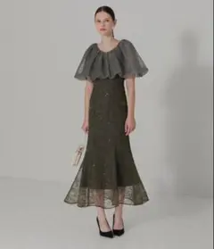 LEJA 2WAYオフショルダーパフスリーブマーメイドワンピースドレス Mサイズ