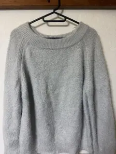ラメ入り シャギーニット グレー 長袖