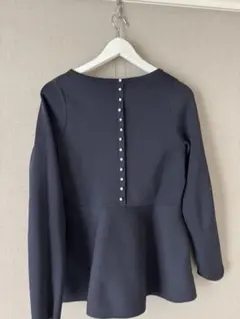 長袖　ニット　トップス　ネイビー　L