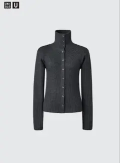 ユニクロ U メリノブレンドハイネックカーディガン ダークグレー M