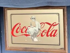 CocaCola ノーマンロックウェル壁掛ミラーインテリアBOY FISHING Coca-Colaコカ・コーラ 釣り人 ブリキ ノーマン・ロックウェル 1989