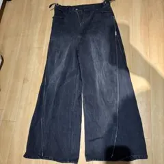 GRANCY ジップデザイン バギーデニム パンツ M ブラック