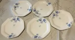 Noritake 八角形皿 青い花柄 5枚セット