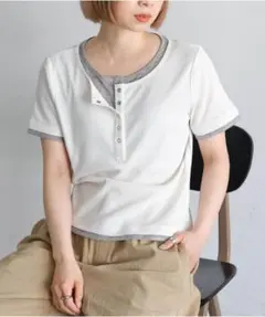 tiptop 配色シアー×ヘンリーネックレイヤードTのサムネイル