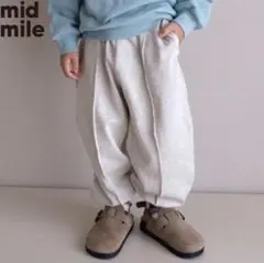 midmile むくぞー しまむら スウェットジョガーパンツ　アイボリー　120