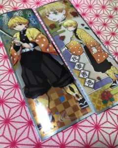 【新品未使用】鬼滅の刃　ロングステッカーガム　我妻善逸　2枚コンプセット