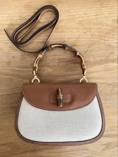 【希少】OLD GUCCI バンブー2WAYショルダーハンドバッグ※内側劣化あり