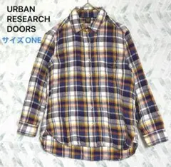アーバンリサーチドアーズ 麻 チェックシャツ 七分袖（ONE）涼感ナチュラル