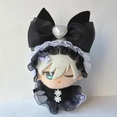 ちびぐるみ ぬい服 黒うさ耳 ヘッドドレス＆スタイのセット リボン取り外し可