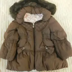 メゾピアノ　ブラウン フリル付きダウンコート