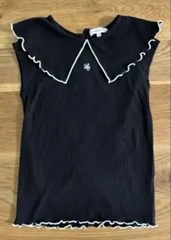 GLOBAL WORK フリル付き黒カットソー 130