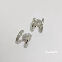 no.107 ジルコニアラインイヤリング　シルバー　ノンホール