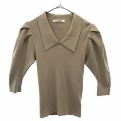 snidel ニットカラーパフスリーブプルオーバー 5分袖 セーター Fベージュ