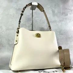 極美品 コーチ ウィロウ 2way ショルダーバッグ ビジネスバッグ レザー 白