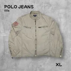 ポロジーンズ スカル星条旗 レーシングジャケット XL 00s Y2K ベージュ