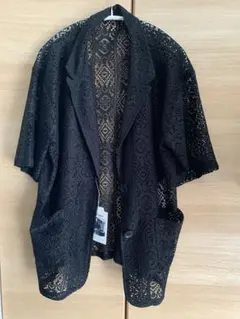 新品　しまむら Lutique メッシュテーラードジャケットシャツ Lサイズ 黒のサムネイル
