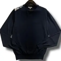 BURBERRY LONDON 薄手 クルーネックニット ノバチェック 黒