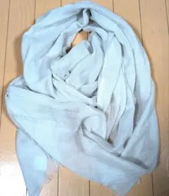 【新品未使用】ウールシルク混合ストール ライトグレー