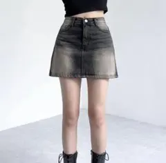 amood Aラインデニムミニスカート ブラックM