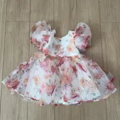 ベビー ドレス ワンピース 花柄 パフスリーブ 90cmのサムネイル