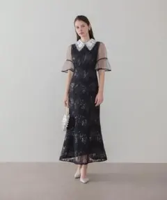フラワーレースカラースパンコールマーメイドワンピースドレス結婚式