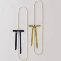 美品プティローブノアー　コットンパールネックレス　リボン付属